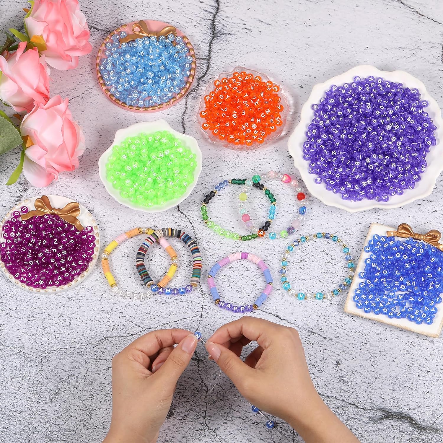 Ornaland 1480Pcs Letter Beads for Jewelry Making Bulk 7x4MM Small Acrylic Round Alphabet Beads for Earrings Necklaces Bracelets DIY Supplies(Purple) - Image 4