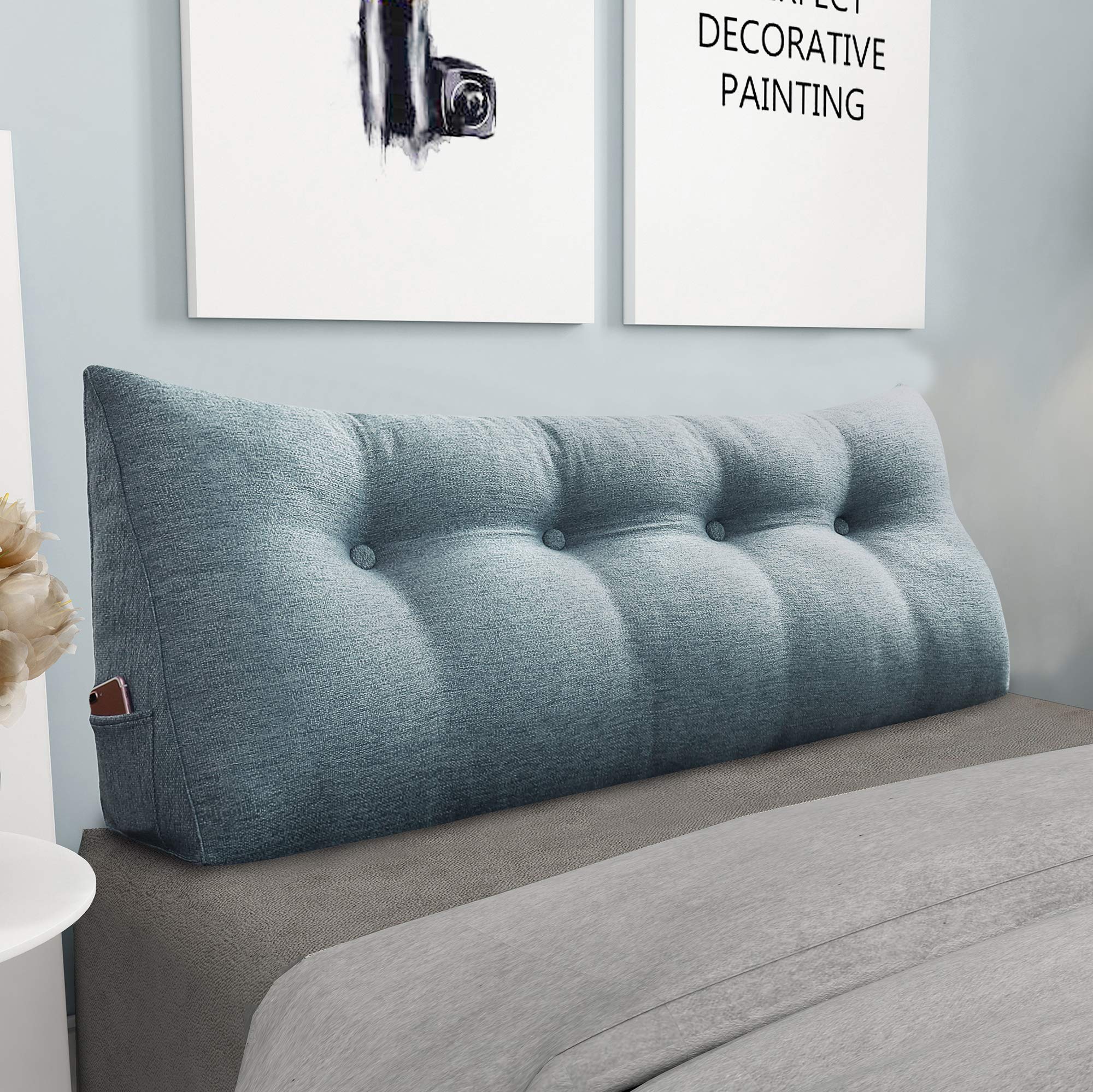 Kopfteil Kopfkissen Hohen Rückenlehne Kissen Hohen Rückenlehne Kissen Rückenlehne für Bett Perfekt AlsKissen Zum Fernsehen und Lesen Gibt Es in Vielen Größen Grau 120 cm