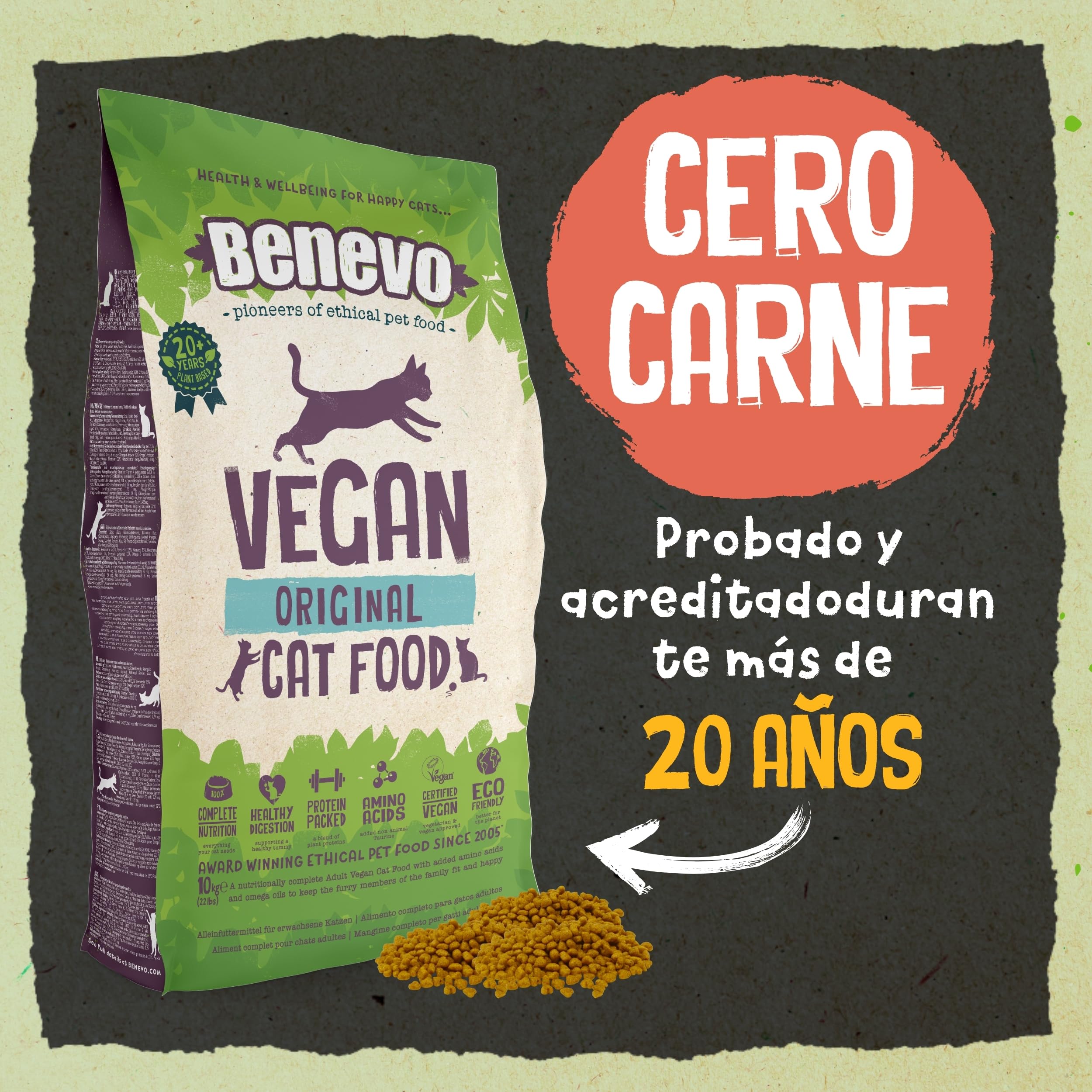 Benevo veganistisch kattenvoer 10kg – Volledig droogvoer, Hypoallergeen