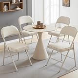 InfiniPower Folding Chairs 4 Pack with Vinyl-Padded Cushion and Back, Sturdy Metal Steel Foldable Chair, Portable Stackable Commercial Guest Seat for Indoor/Outdoor Events, Home, Office Use, Khaki