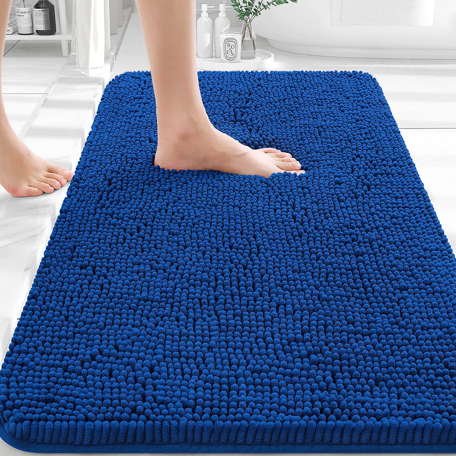 OLANLY Bathroom Rugs 30x20, Extra Soft Absorbent Chenille Bath Rugs, Rubber Backing Quick Dry, Machine Washable Bath Mats for Bathroom Floor, Tub and Shower, Home Decor Accessories, Royal Blue — image 1