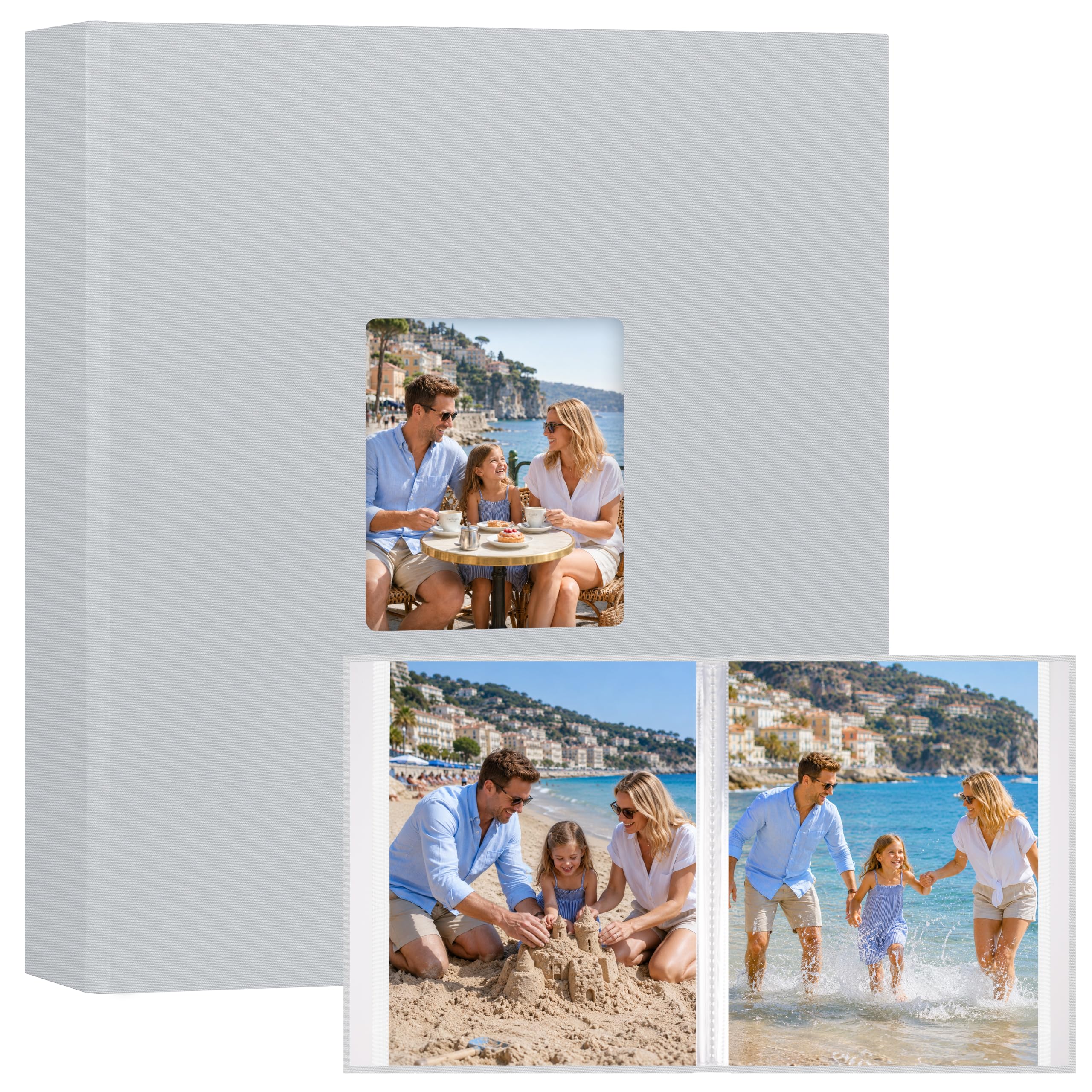 Aevdor 11x14 Photo Album and Art Portfolio, 64 Photos, Linen Cover, Grey
