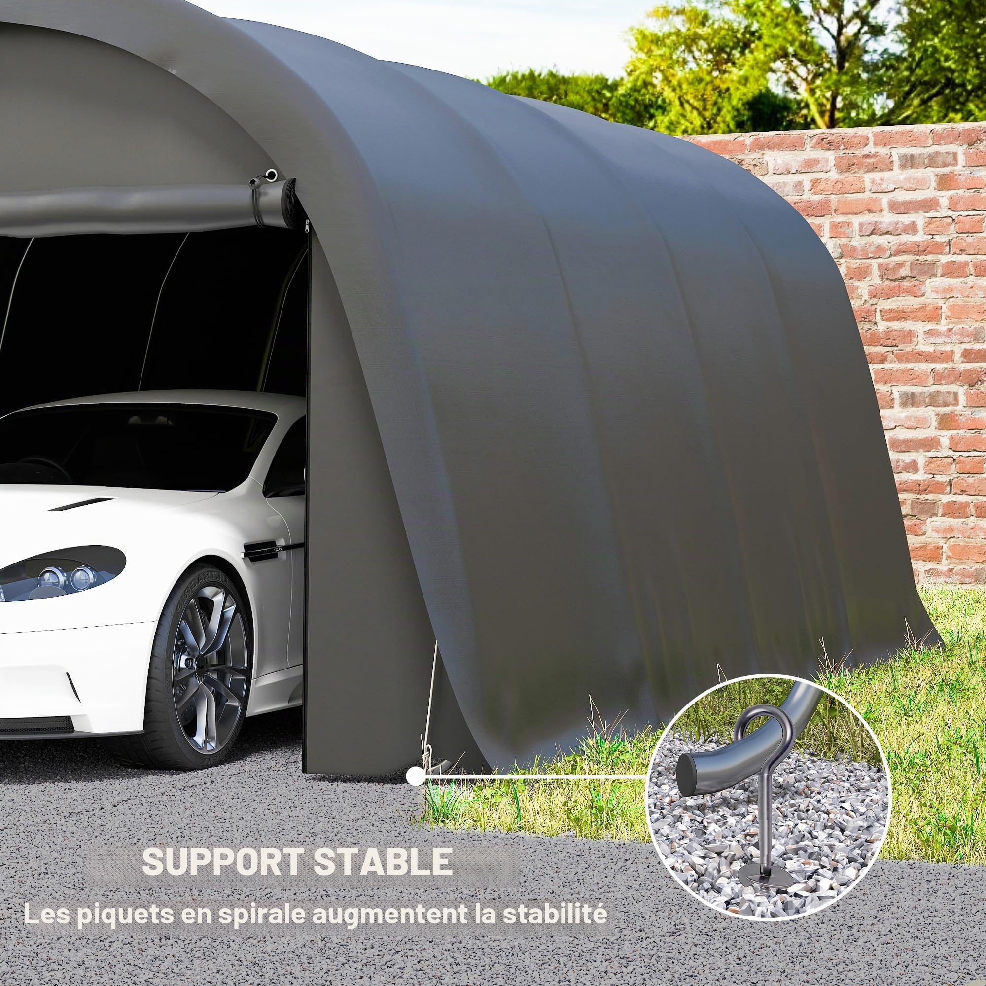Outsunny Carport, tente, 3 x 6 m, étanche, avec parois latérales amovibles, grand toit arqué, UPF50+, résistante à l'hiver, résistante aux UV, pour voiture, SUV, bateau, gris foncé