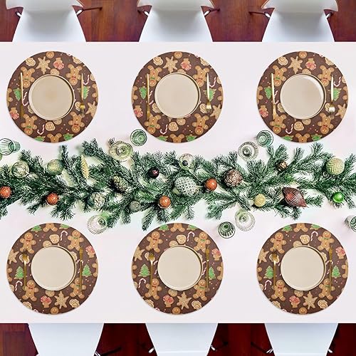 Miniatura 7 de Gingerbread Men Brown Table Placemats, Heat Resistant Non Slip Washable Table Placemats for Kitchen one sizex1
