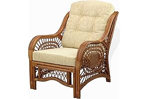 Malibu Lounge Living Accent Armchair: Handcrafted Rattan Wicker Delight