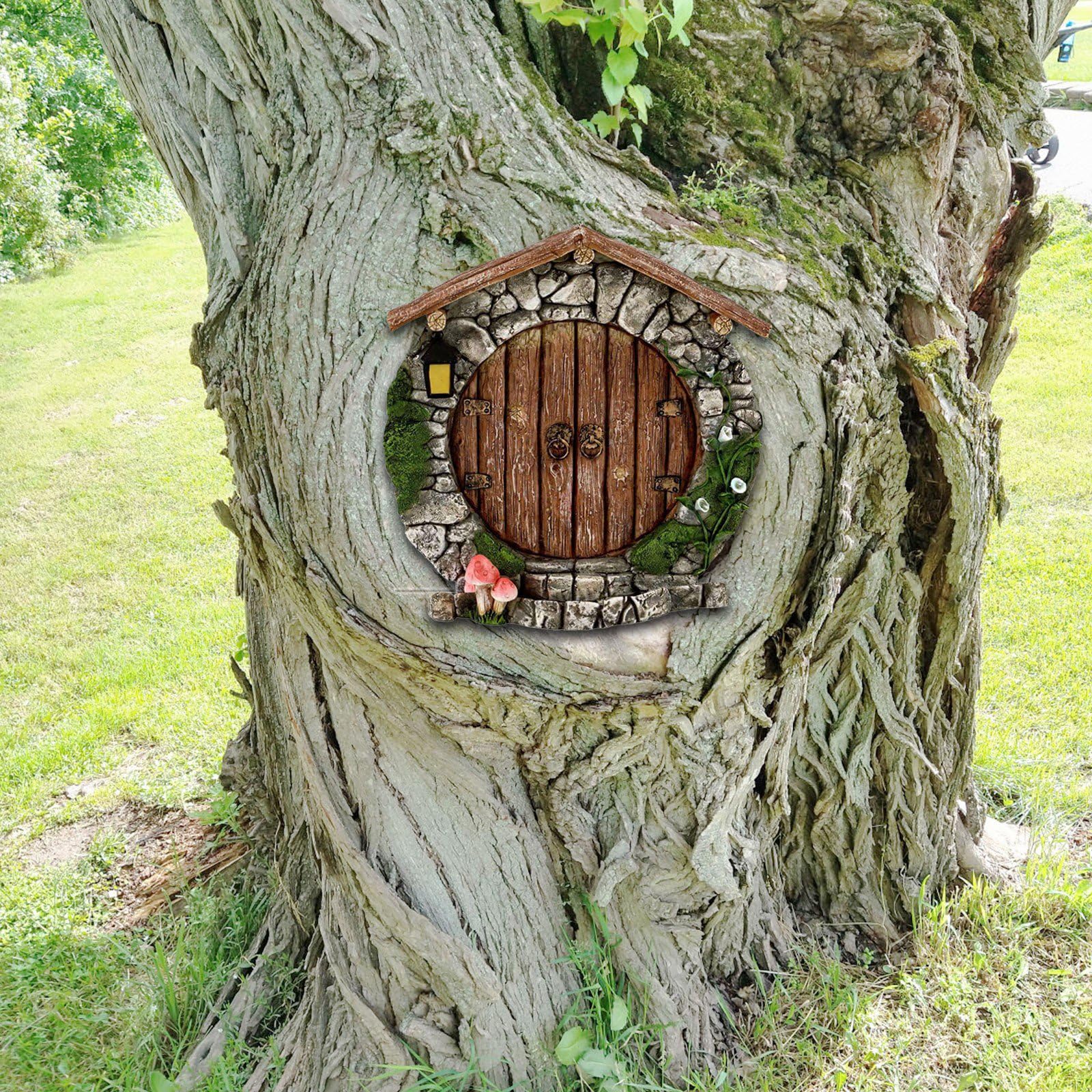 Jowxsx Brown Fairy Garden Doors and Windows for Trees Mini Fairy Statues Wall and Trees Outdoor Wooden in The Yard Garden Sculptures and Outdoor Statues Doors and Windows - Image 4