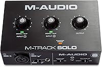 M-Audio M-Track Solo USB Audio Interface: 48kHz Crystal Clear Recording for Podcasting, Streaming, Guitar & Vocals + Software Bundle