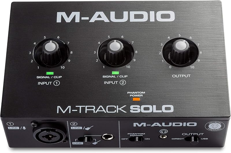 Interfaz de audio USB M-Track Solo | Entradas XLR, de línea y DI, paquete de software profesional para grabación, transmisión por secuencias y podcasting