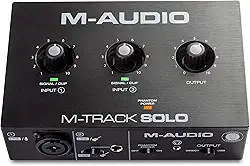 M-Audio M-Track Solo – Interface de Áudio USB para Gravação, Streaming e Podcasting com Entradas XLR, Line e DI, além de um Pacote de Software Incluído