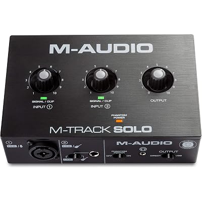 M-AUDIO M-Track Solo USB Audio Interface for Recording, Streaming and Podcasting with XLR, Line and DI Inputs, Plus a Software Suite Included