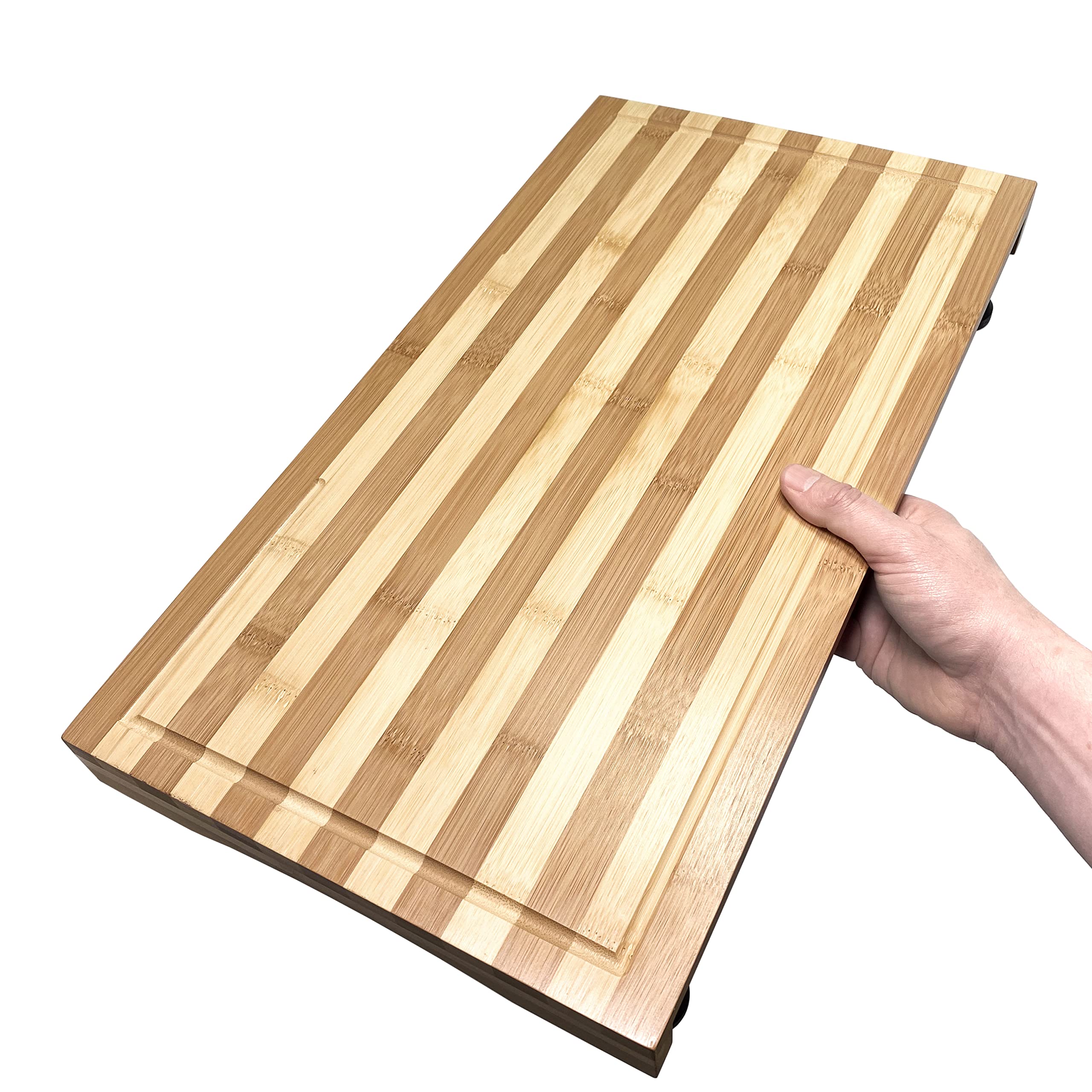 Ceaz Tabla de cortar de bambú con patas ajustables, bloque de carnicero de corte de madera y cubierta de estufa para cocina y caravana, completa con cubiertas de silicona para alimentos