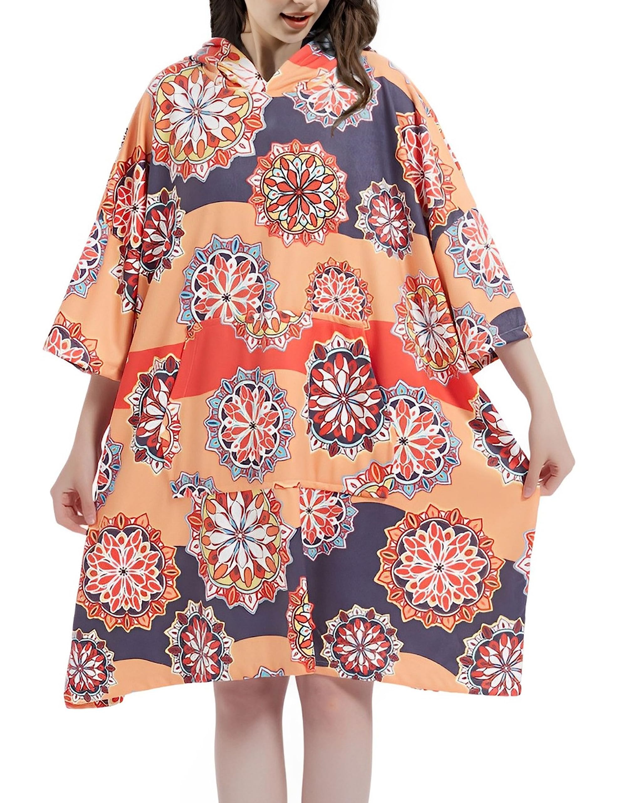 KFUBUO Oversized Beach Cover Up for Women 2023 Towel Poncho Summer Beach Dresses Swimsuit Cover Ups with Pockets Floral Mixed
