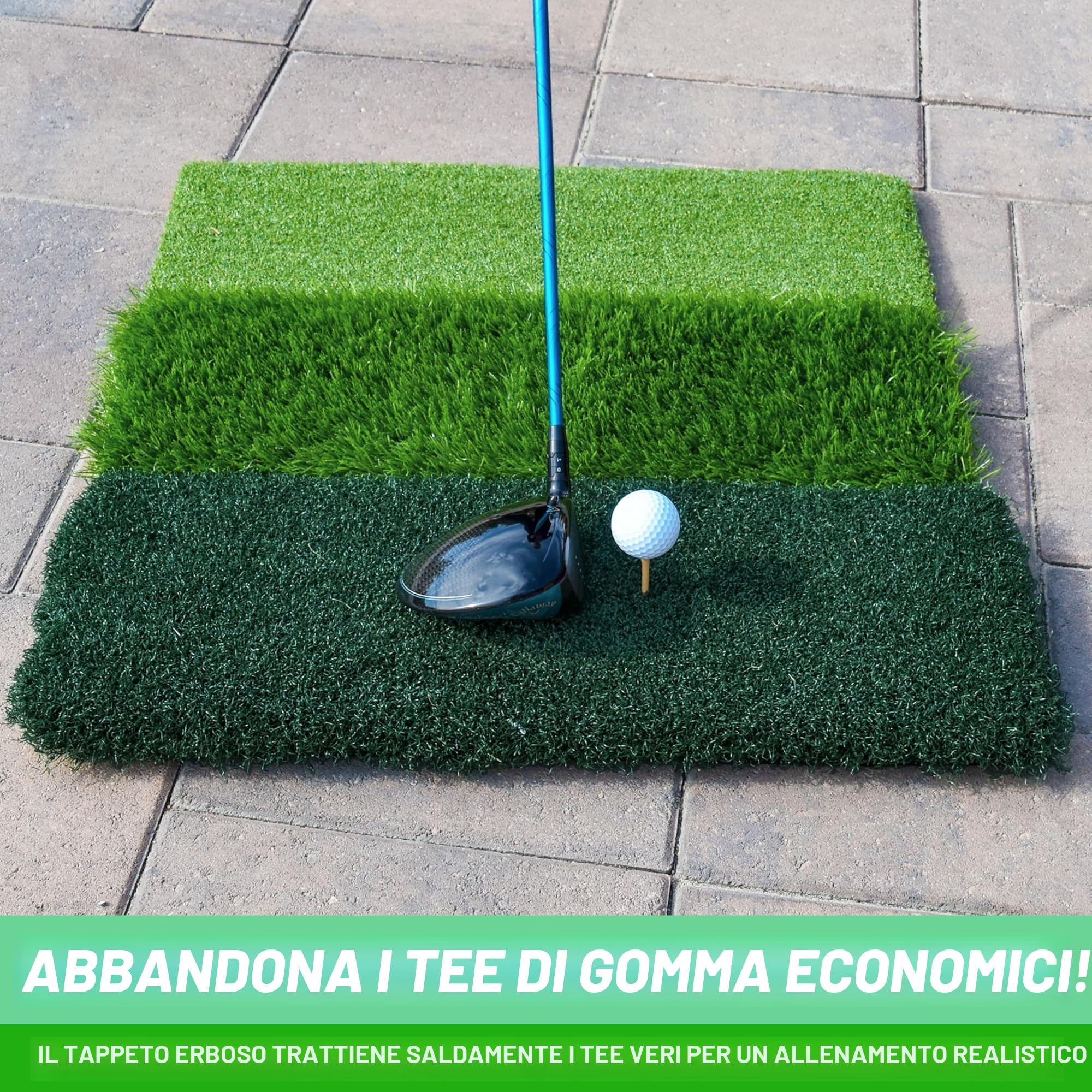 GoSports Hitting Mats Golf Hitting Mat Artificial Grass Mat for Indoor/Outdoor Includes 3 Rubber Tees - Standard, Pro or Elite