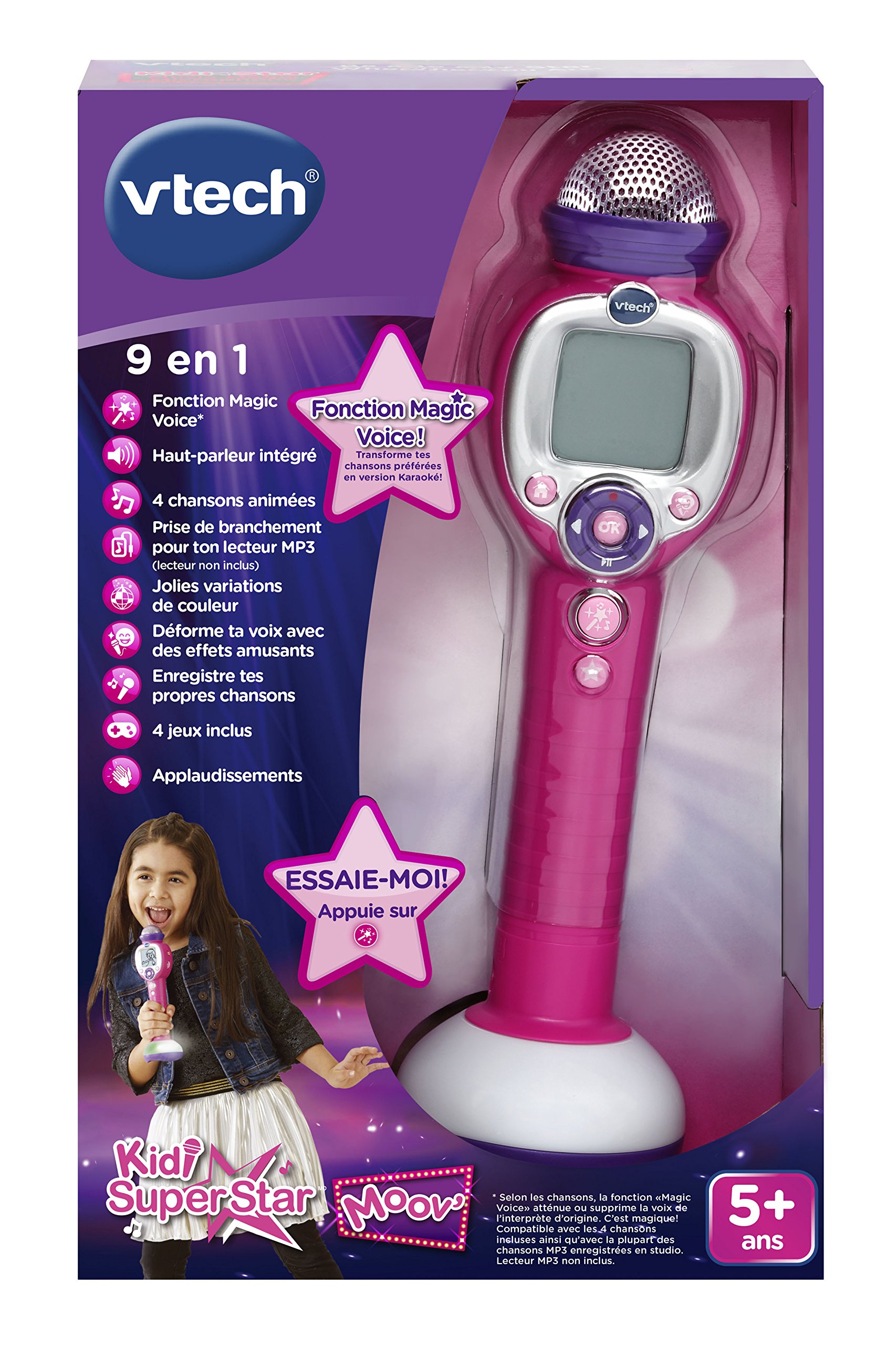 VTech Kidi Superstar Moov' - Electrónica para niños (Rosa, Púrpura, 6 año(s), Chica, AA, 64 mm, 64 mm)