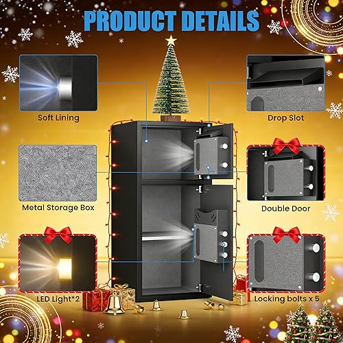 Miniatura 6 de Caja fuerte grande de 6.5 pies cúbicos, resistente al fuego, impermeable, con función de silencio y luz LED, teclado digital, caja fuerte para el