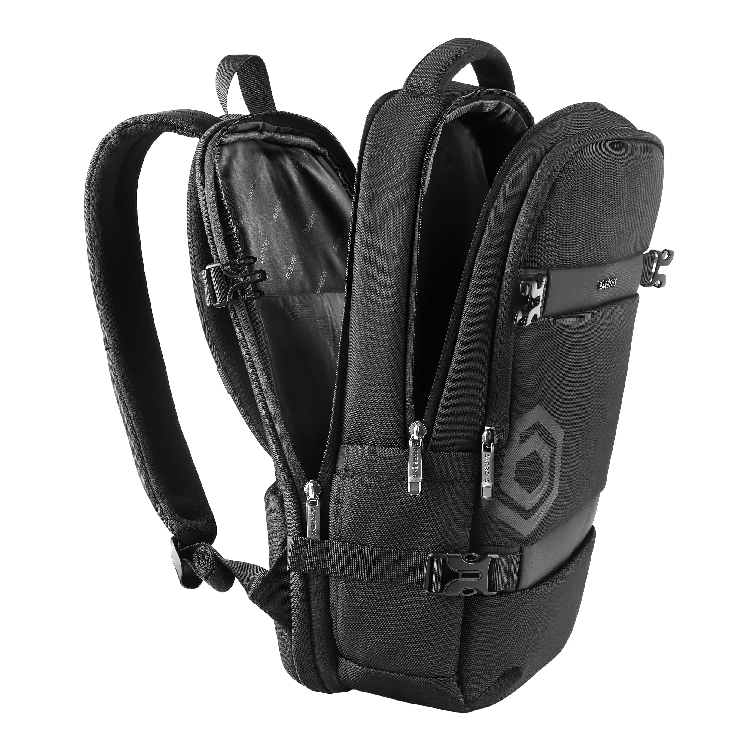 BARRENS Zaino Laptop Uomo Lavoro 15.6 Laptop Pollici, Business Backpack Impermeabile Grande Zaino Scuola con Trolley Strap (Nero)