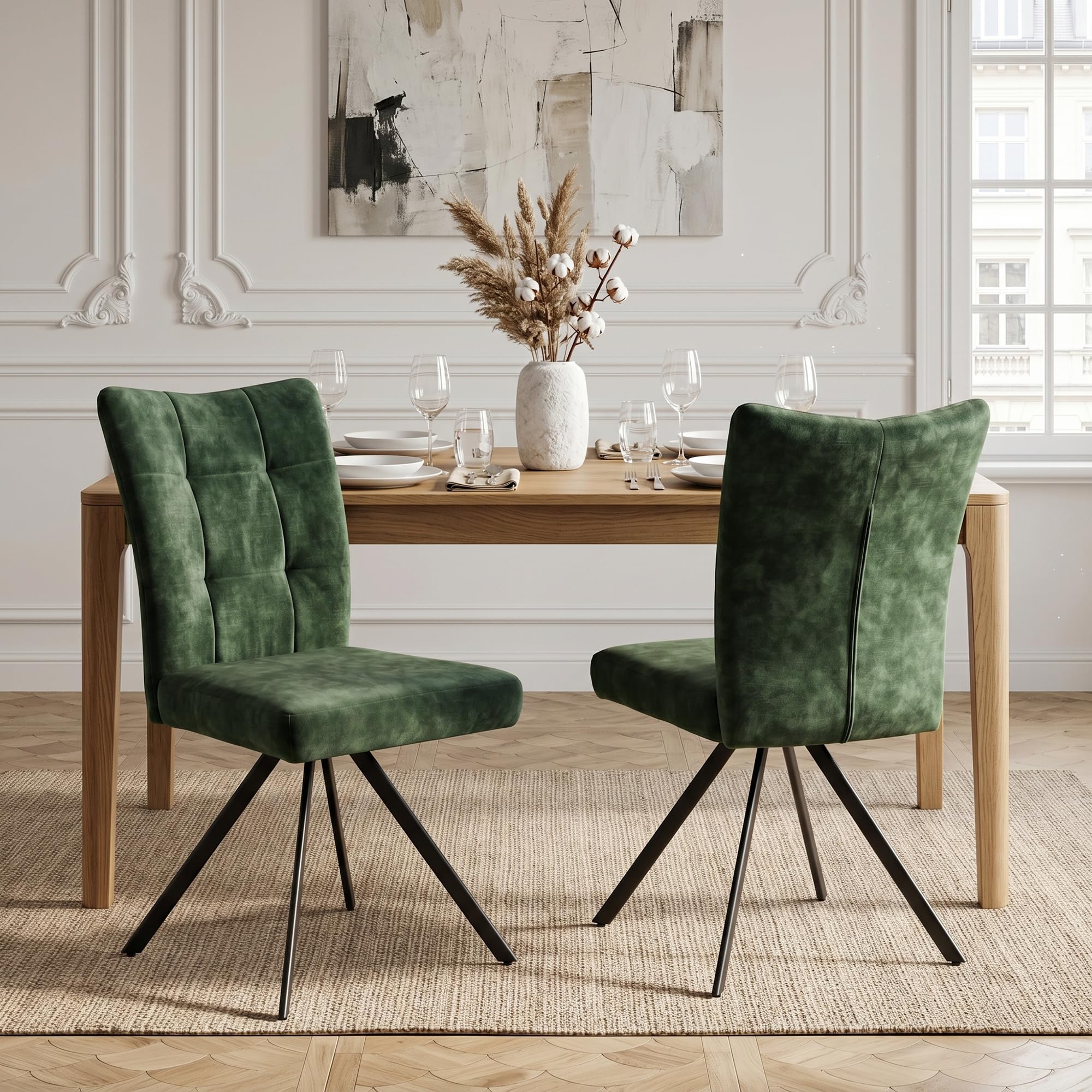 HIPIHOM Esszimmerstühle 6er Set Samt mit Metallbeinen Schwarz, Moderner Polsterstuhl für Küche & Wohnzimmer, Bequeme Stühle mit Karosteppung, Design Esszimmerstühl Stuhl Belastbar bis 120kg