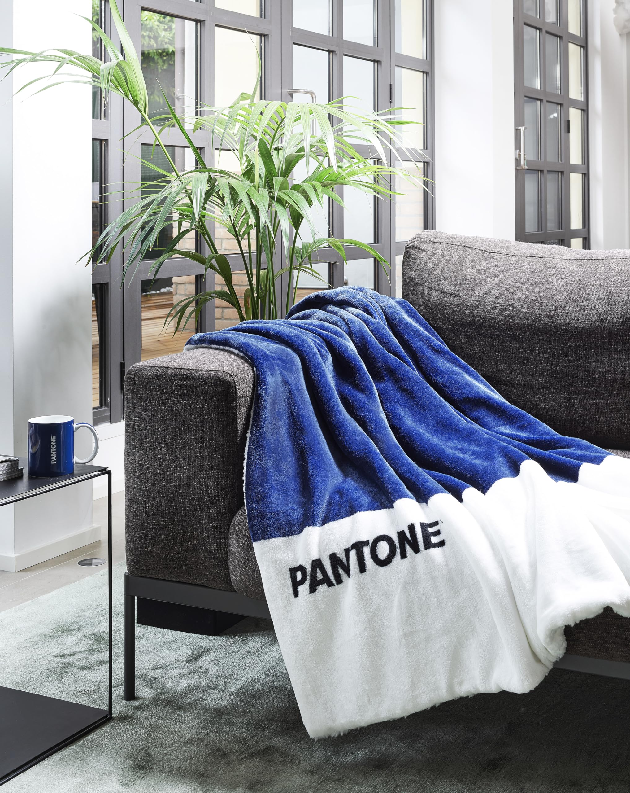 Plaid Canapé Lit Sherpa PANTONE Double Couche Ultra Doux 130x160 Cm - Couverture Chaude Hiver