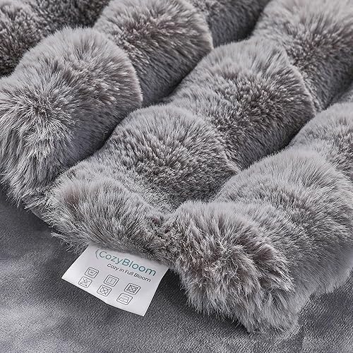 Miniatura 7 de Manta de piel sintética suave y bonita con burbujas para sofá, manta decorativa larga y esponjosa de felpa, manta peluda de forro polar cómoda,