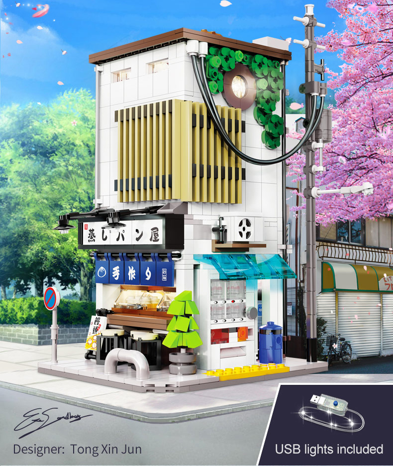 CADA Master C66006W Japanische Dampfbrötchenhaus-Klemmbausteine mit USB-Licht, kompatibel mit CADA Technik, kompatibel… – Bild 8