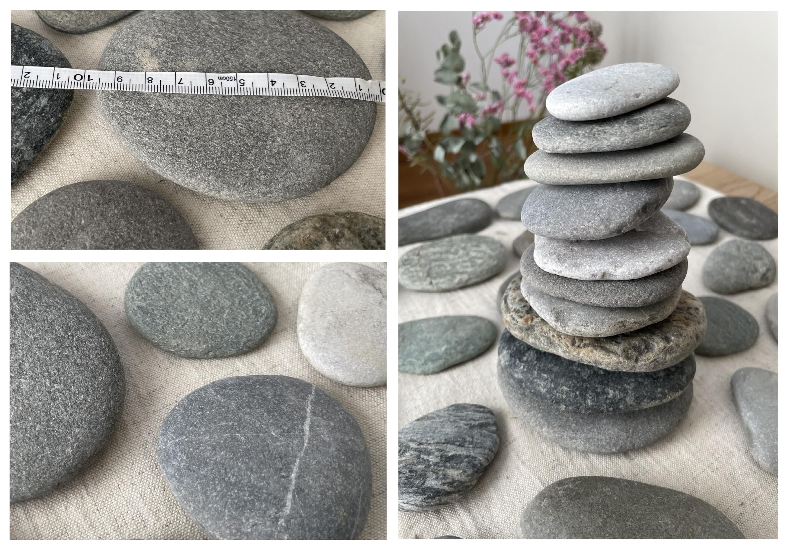 HAKACC Lot De 15 Pierres Plates à Peindre, Grands Cailloux Lisses - Pierres Décoratives - Pierre Naturelle De