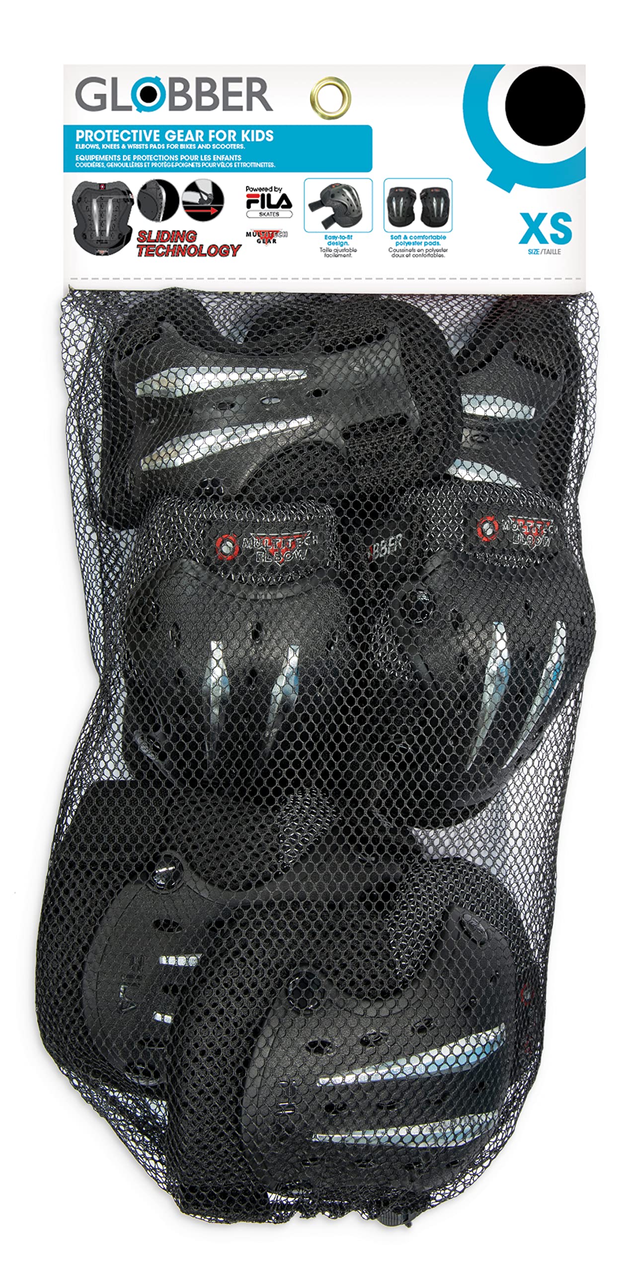 Globber - Fila - Protections XS - Set de Protections pour Enfants (coudières, genouillères, Poignets)