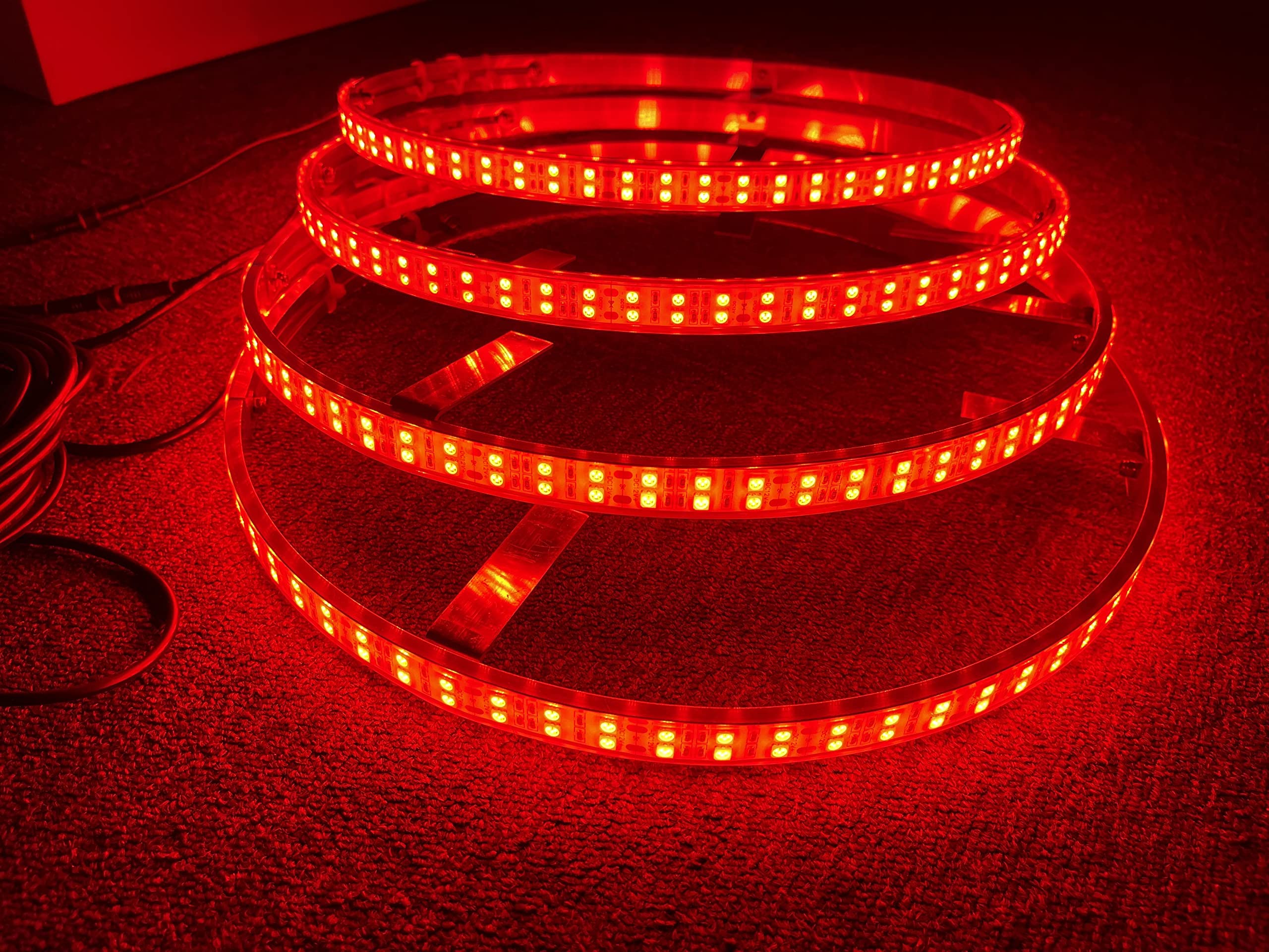 Sando Tech 15.5'' Pure RED DOUBLE ROW LED Wheel Lights Solid Color IP68 Waterproof Brightest Wheel Ring Lights Rim Lights Tire Lights Strobe Function Switch Ctrl Light Up for Car Truck Offroad