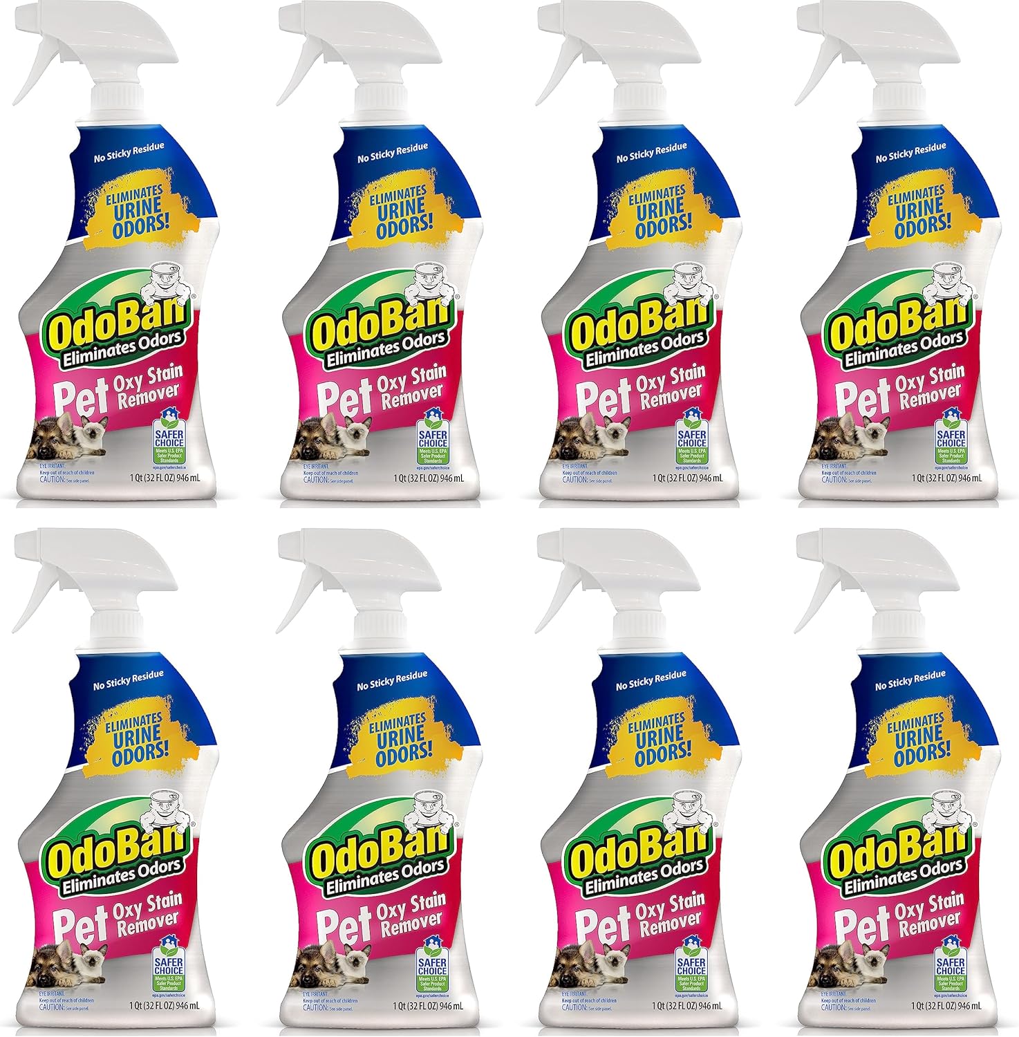 OdoBan Pet Solutions Oxy Stain Remover, Pet Stain Eliminator, Made in the USA, 10-Pack, 32 Ounce Spray Each