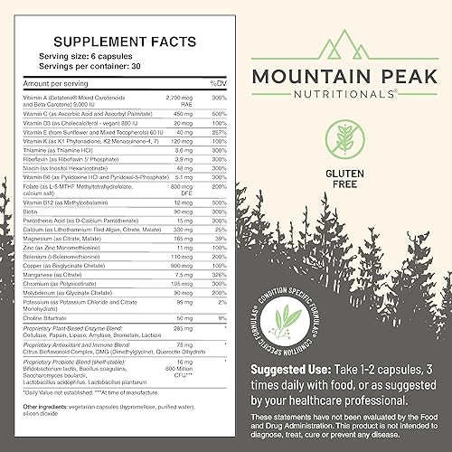 Miniatura 4 de Mountain Peak Nutritionals Multivitamínico ultra alto para hombres y mujeres, con vitaminas A, B12, B6, C, D, E, magnesio, zinc, ácido fólico,