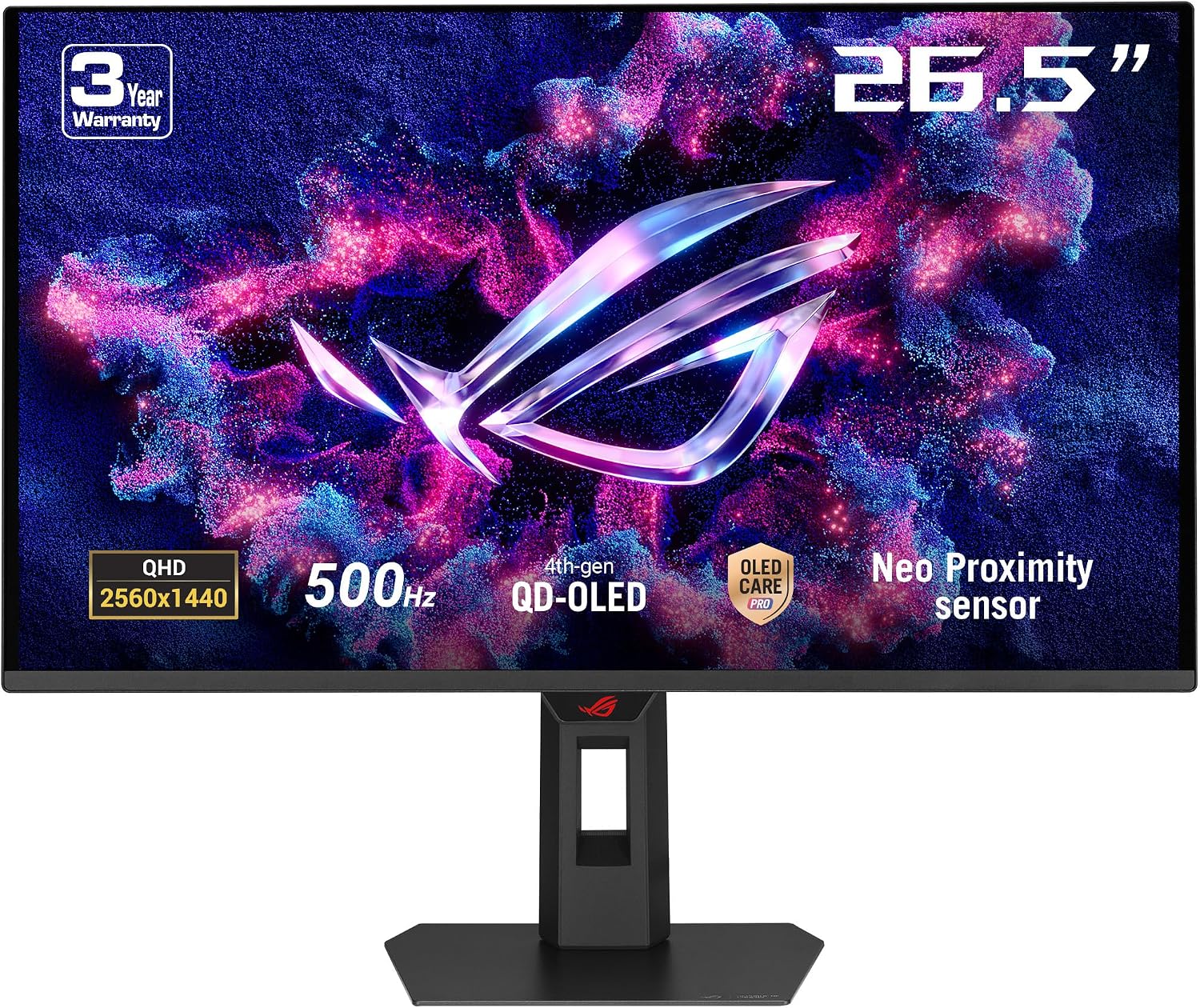 ASUS ROG Strix OLED XG27AQDPG – Monitor Gaming de 27″, QHD QD-OLED, 500Hz, 0,03ms, Neo Proximity Sensor, G-Sync, VESA DisplayHDR 500 TrueBlack, HDMI 2.1 3