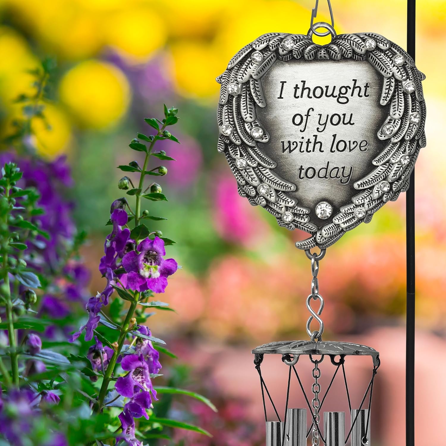 BANBERRY DESIGNS Mom Remembrance Wind Chimes and Sun Catcher Set - Butterfly Dried and Pressed Floral Wings - Memorial Gifts for The Loss of Mother