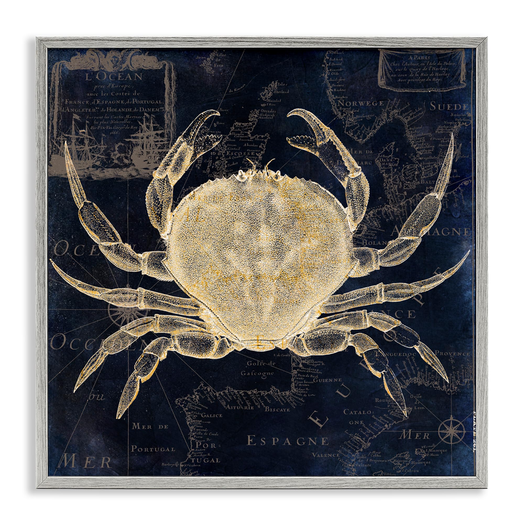 Crab Contour Stupell Industries tableau marin pour salon moderne