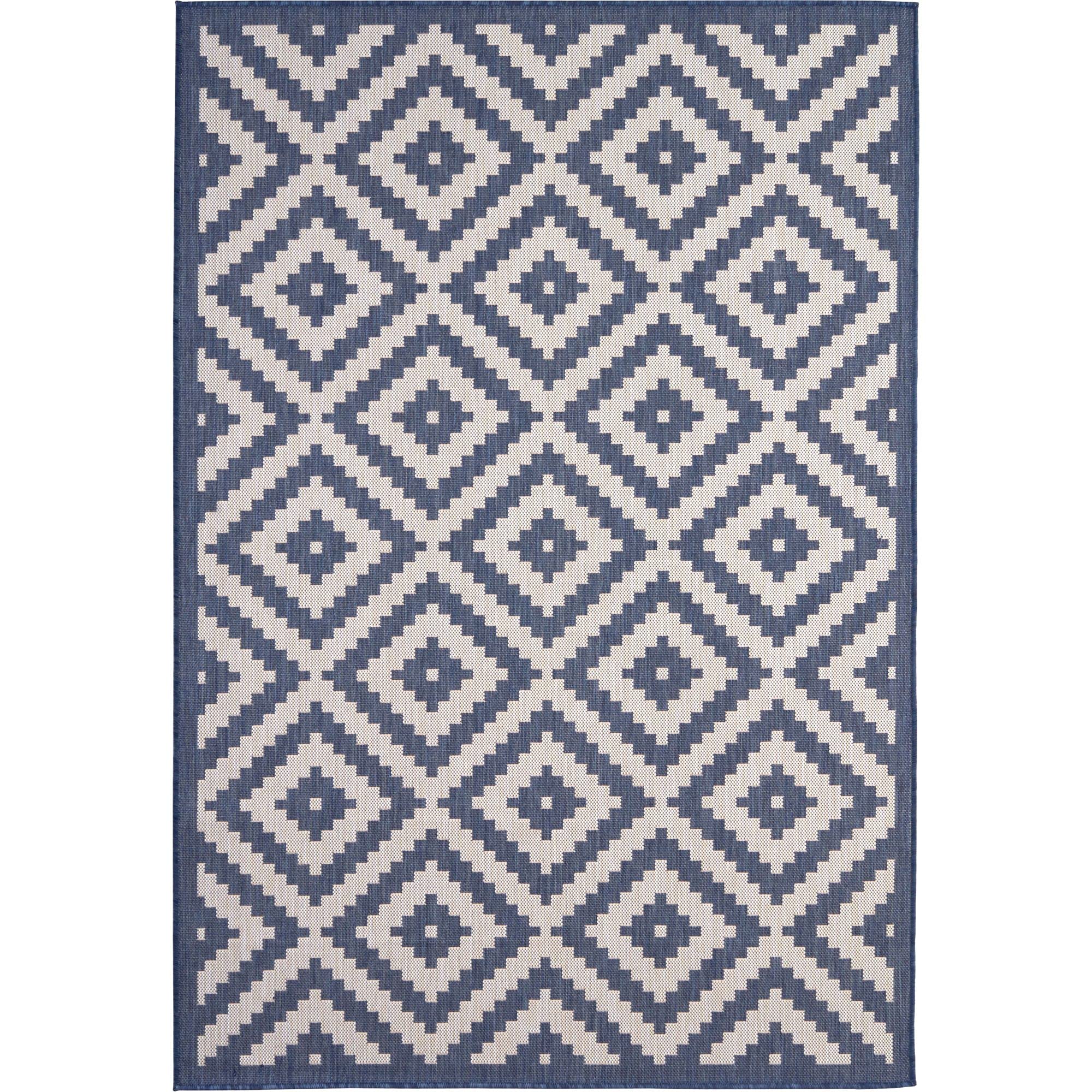 THE RUGS DIAMOND BLUE & WHITE OUTDOOR & INDOOR RUG DURABLE WEATHER-PROOF WASHABLE | GARDEN PATIO GARAGE KITCHEN | MEDIUM SIZE, 120X170 CM โ image 1