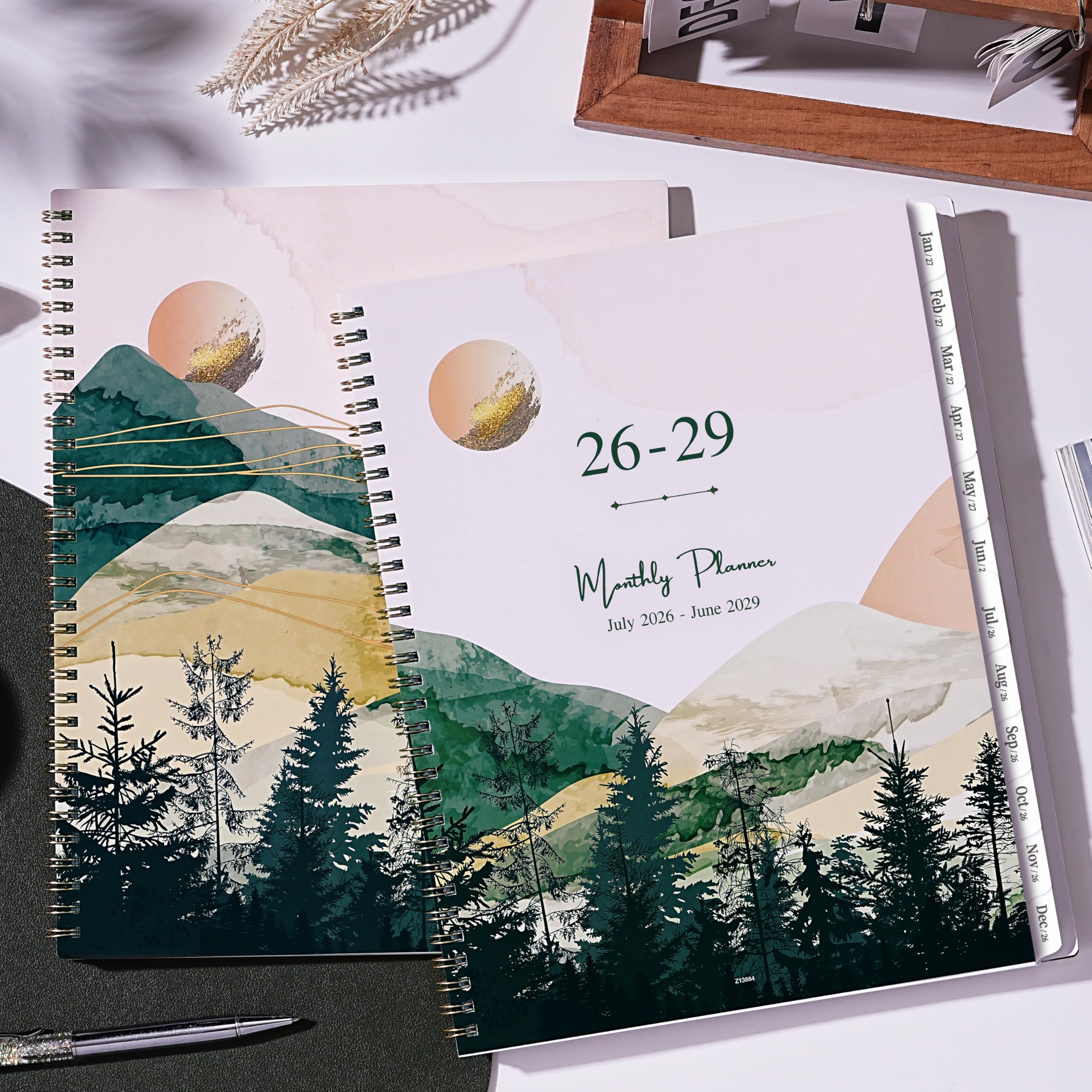 Monatskalender Planer 2026-2029 - 22,9 cm × 27,9 cm, großer 3-Jahres-Monatsplaner, Juli 2026 - Juni 2029, großer Kalender mit Register, Premium-Papier, Rücktaschen, stabiler Einband