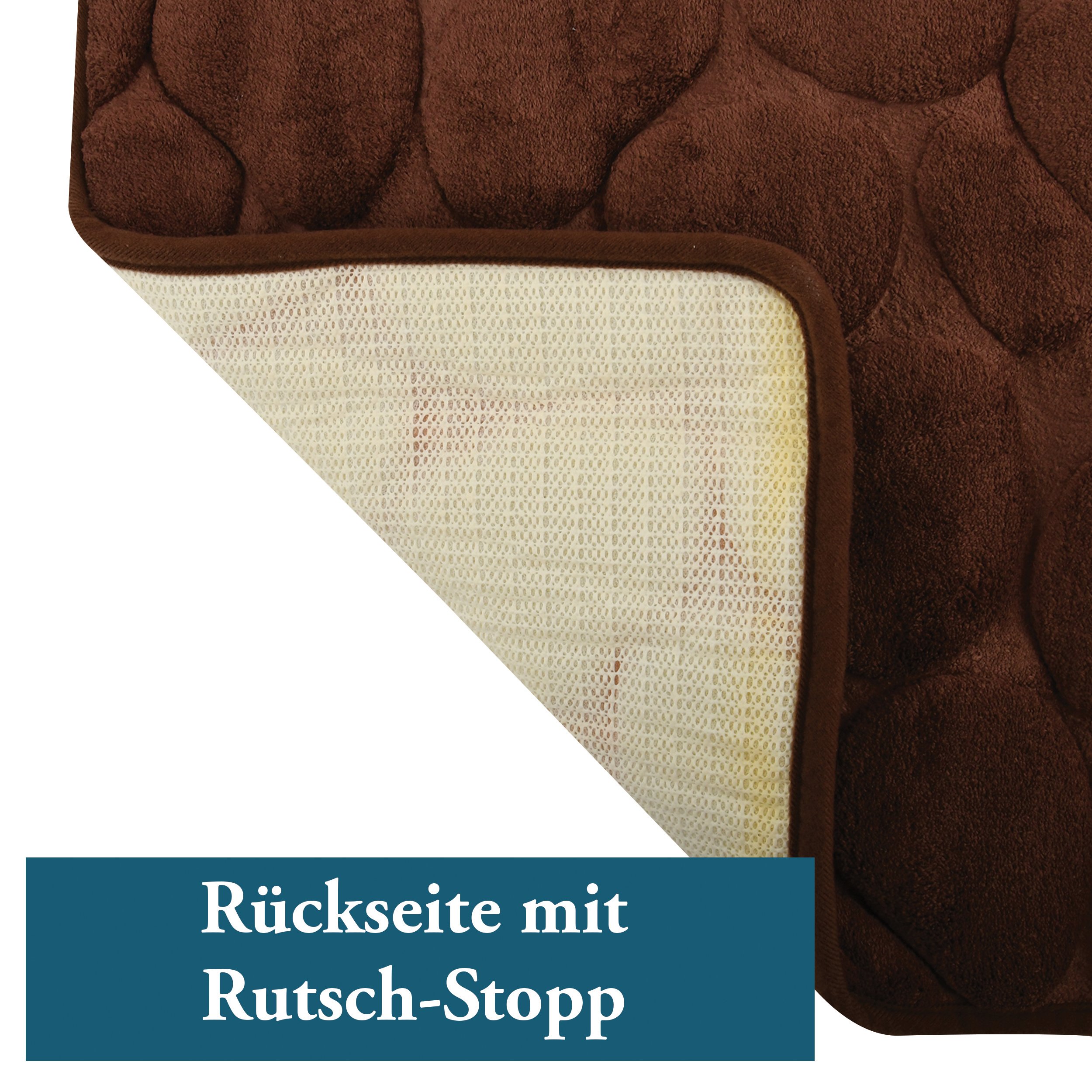 MSV 141068 "Pebble" Bath Mat with Foam Fibres, Chocolate Brown, 40 x 60 cm, 40 x 60 cm (Rectangular) - Image 2