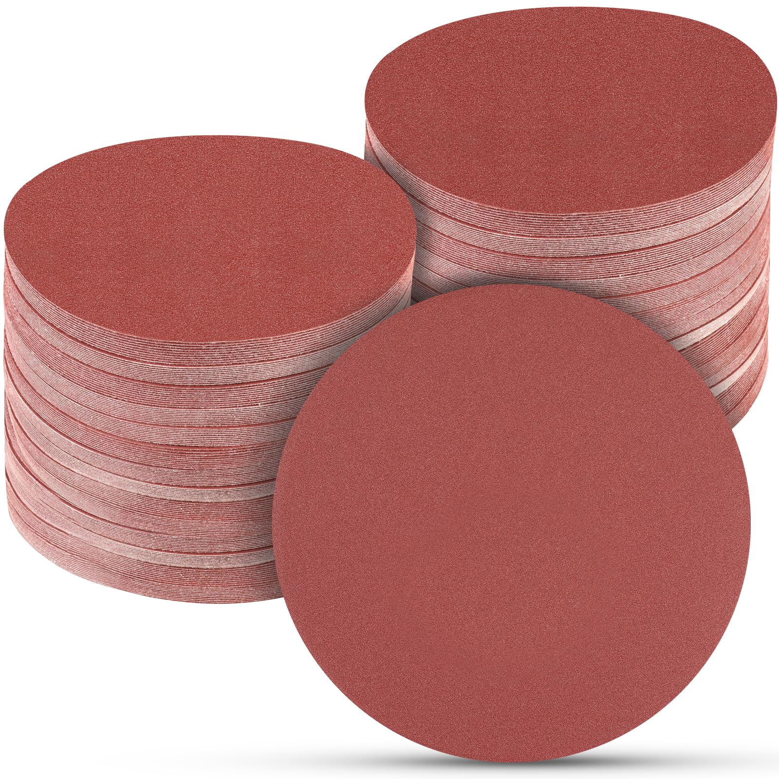 POTUINOM 100 PCS 6 Inch No Hole Sanding Discs 220 Grit Hook and Loop Sandpaper, Round Orbital Sand Paper Discs for Sander