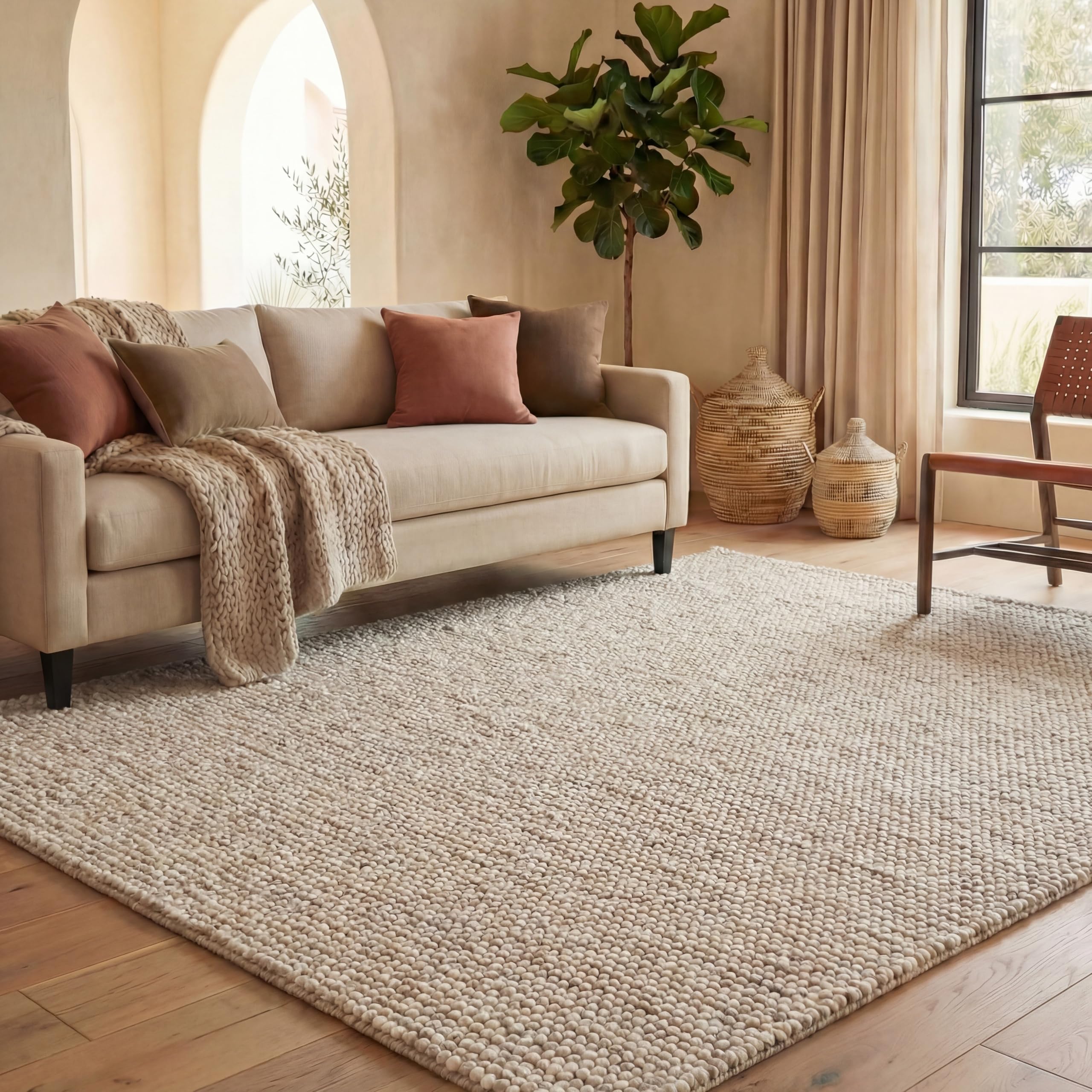 SAFAVIEH Natura Collection Area Rug - 8' x 10', Beige, Handmade