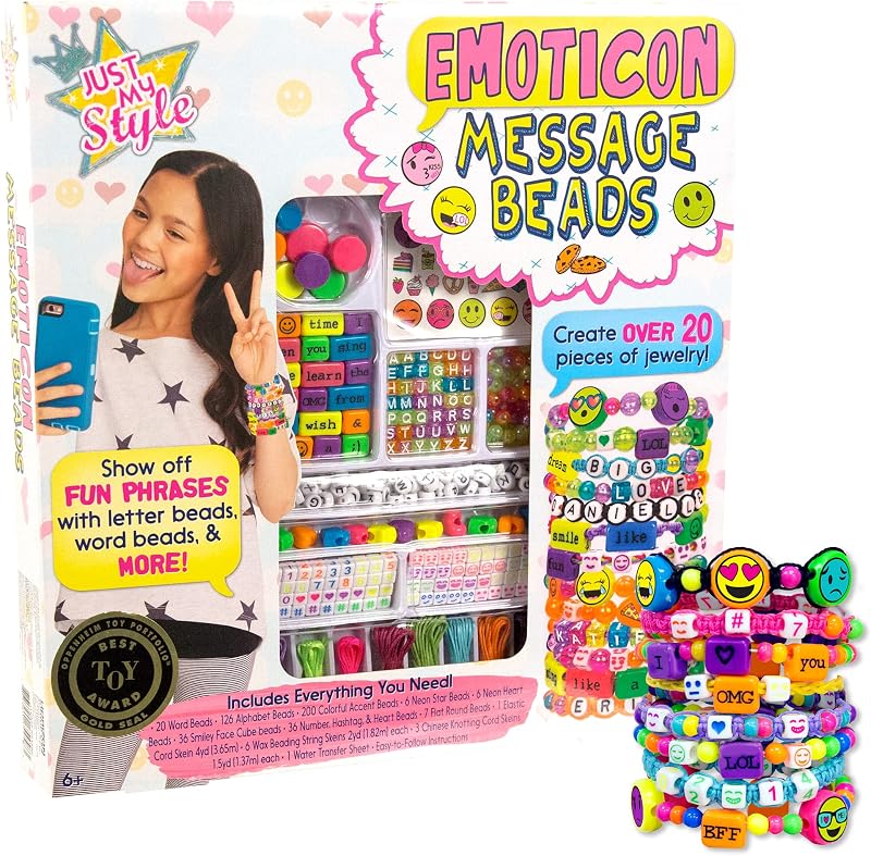 Horizon Group USA Jewelry Making Kit, Just My Style Message Beads | DIY Jewelry, Beads for Making Bracelets and Necklaces, Arts and Crafts for Girls and Boys, Cute Friendship Bracelet Kit