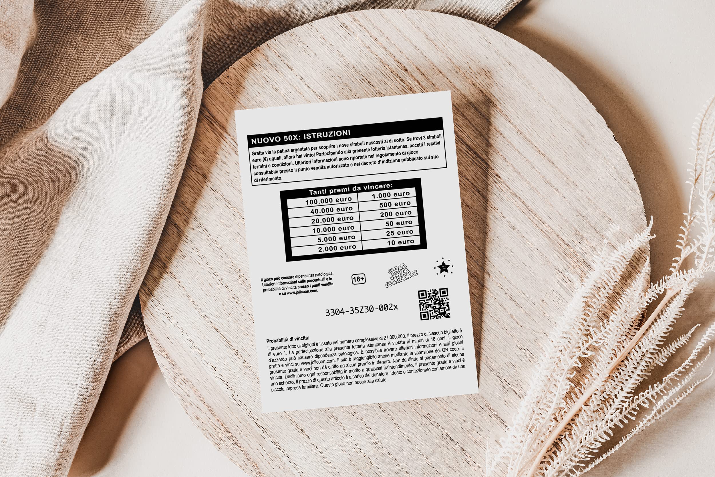 Joli Coon 5 Gratta e vinci scherzo 100.000 - Gratta e vinci personalizzato - Gratta e vinci scherzo