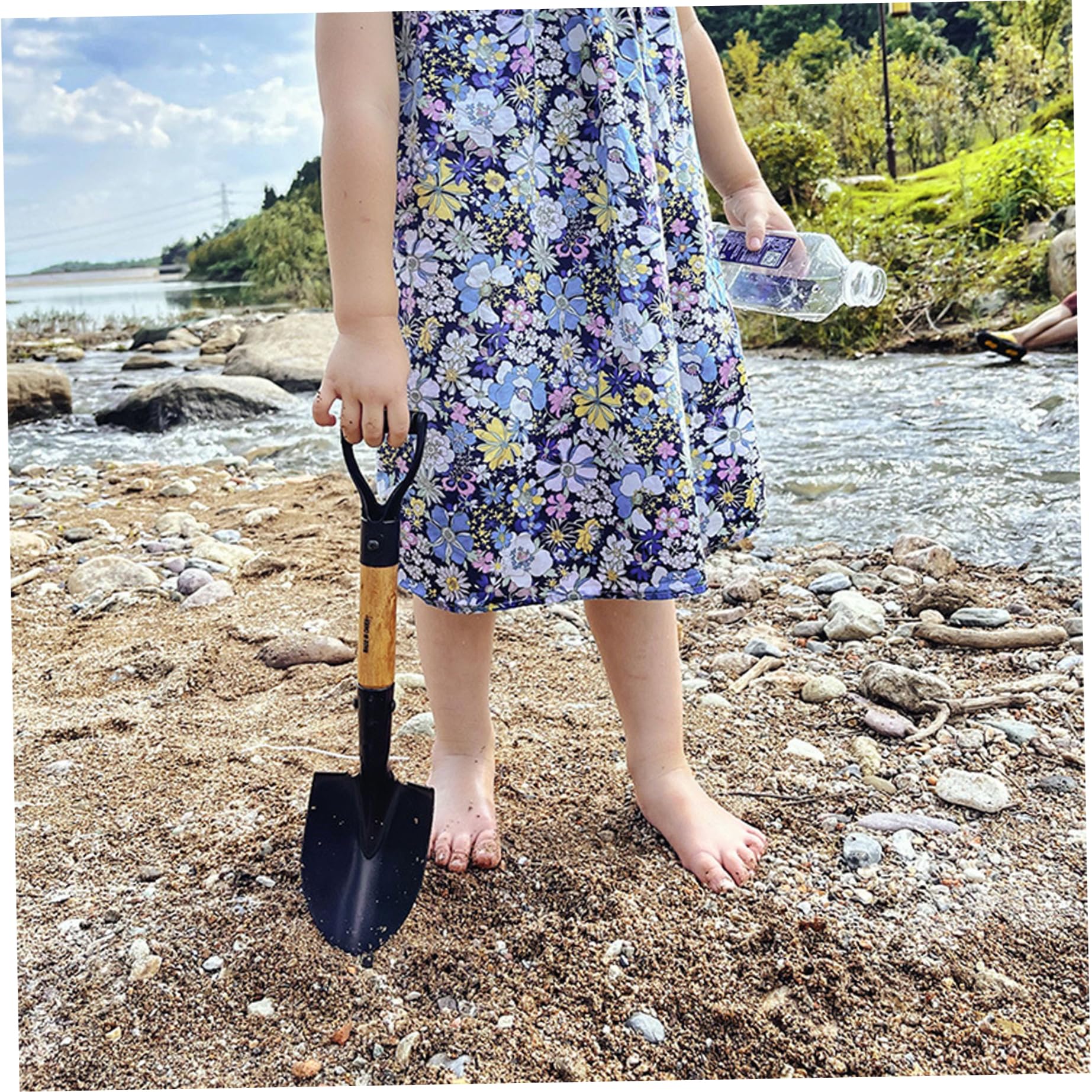 Pala para niños, Pala Redonda de Metal de 14 Pulgadas para jardín, Herramientas de jardinería para niños con Mango en D para Acampar, excavar en la Playa, de Camping, Palas pequeñas para exc