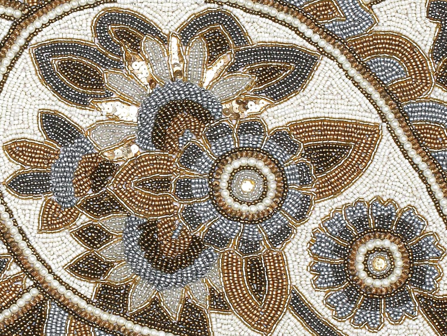 Ivory Gold Beaded Table Runner 36 Inches Long - Beautiful Fancy Elegant Paisley Design Decorative Runner for Dining Table Décor, Easter, Farmhouse, Living Room, Wedding, Party, New Year- 13x36 Inch