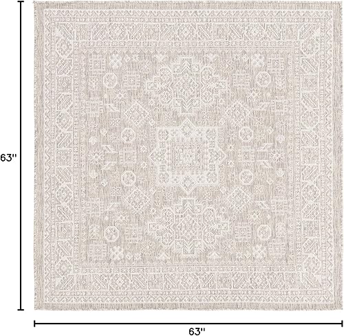 Miniatura 216 de Rugs.com Outdoor Aztec Collection Alfombra – 4 x 6 pies alfombra de tejido plano gris carbón perfecta para salas de estar, grandes comedores, planos