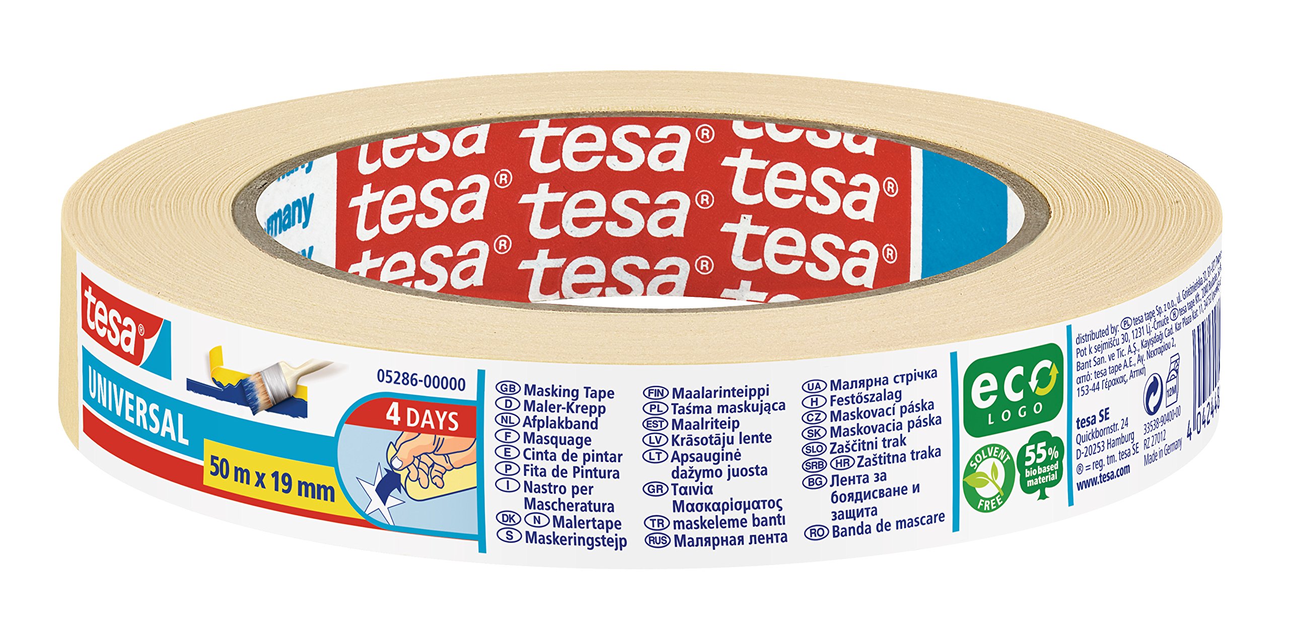 tesa 05286–00000–02 x 19 mm Rouleau de ruban de masquage universel 50 m Lot de 16 rouleaux)