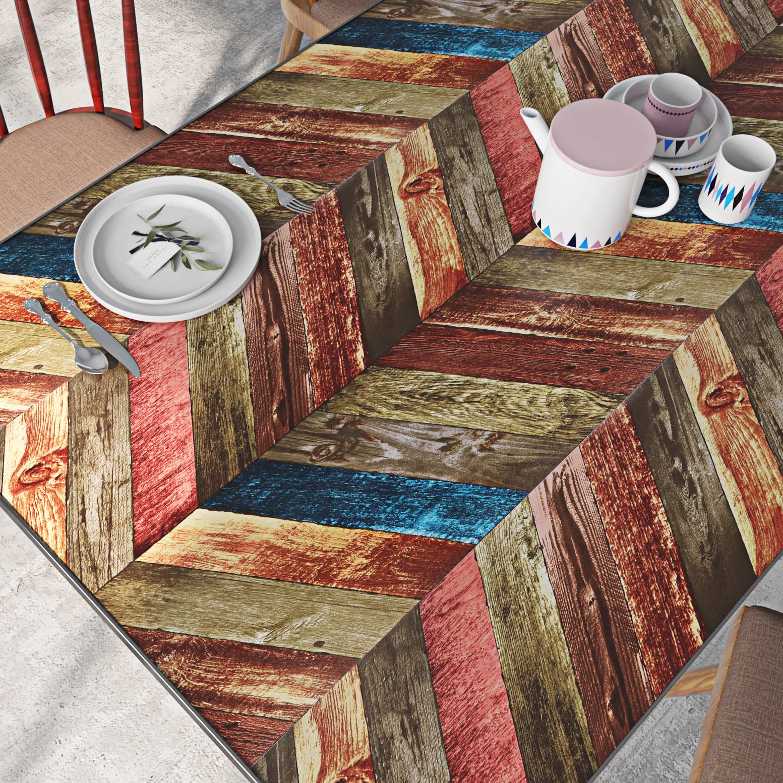 Buy 17.7X276"Chevron Wood Wallpaper Peel and Stick Shiplap Planks for Walls Removable Wallpaper