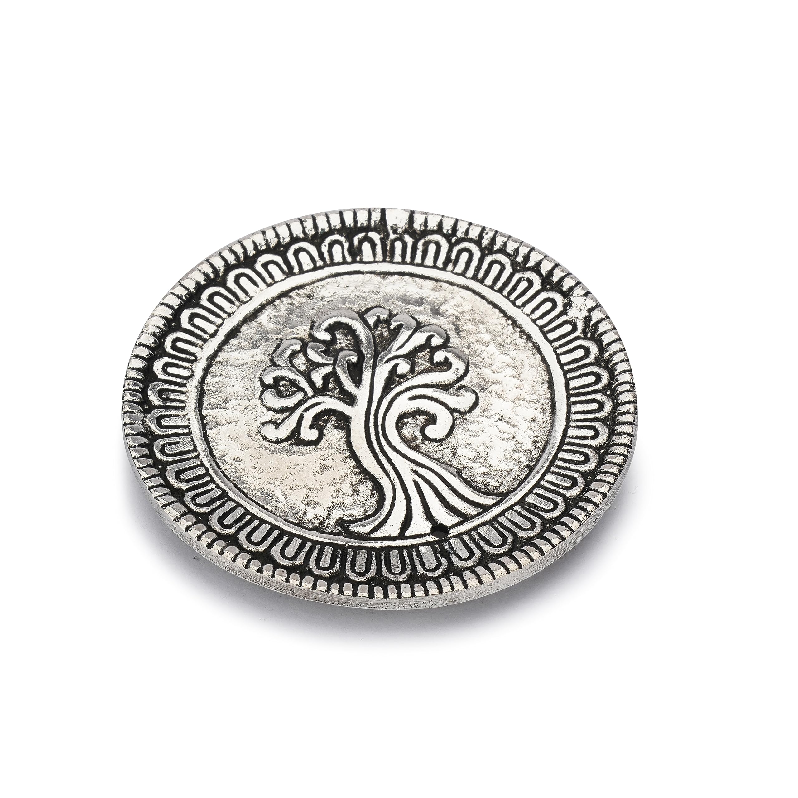 Bruciatore D'Incenso In Alluminio Ajuny, Design Rosa Tibetano 24 Cm, Porta Incenso A Forma Di Foglia Finitura Argento Per Meditazione E Casa - 5