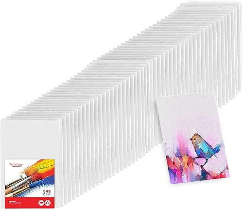 Artlicious Lienzos para pintar - Paquete de 48 paneles de lona  5 x 7 pulgadas paquete de gran valor  Tableros de lienzo para pintar