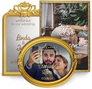 Custom Wedding Decals for Mirrors - Welcome to Our Wedding Sign Personalized - Wedding Welcome Sign with Your Text - Custom Vinyl Wedding Mirror Decal - Wedding Welcome Sign Name and Date