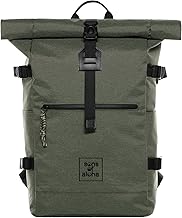 SONS OF ALOHA Kane Roll-Top Messenger Backpack XL Large - PET Recycled Water-Repellent - Hiking Backpack Laptop Compartment 15 Inches, Olive green, L