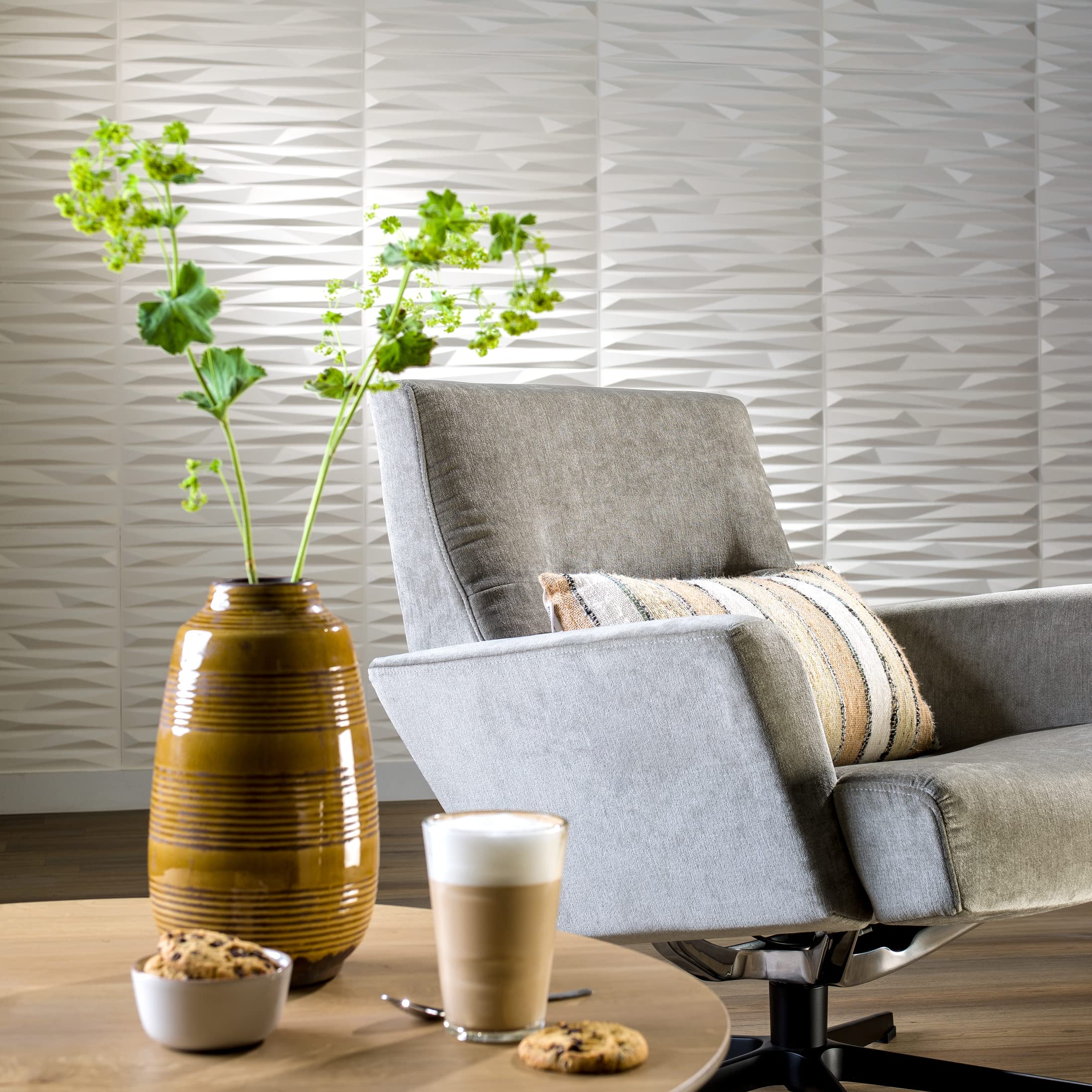 Panneaux Muraux 3D WallArt LASSE Lot 12 - 50x50cm, Fibres Canne à Sucre, 3m²