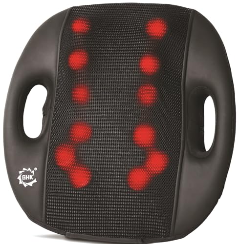 Image of GHK H90 Shiatsu Back, Neck, Calf 12 Ball Multifunction Massager Cushion Machine for Car, Home & Office Use Car Charger & Electric Charger Inclusive (Multicolour)
